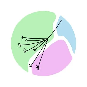 Abstract modern graphic elements of a circle. black outline of foliage Stock Illustration