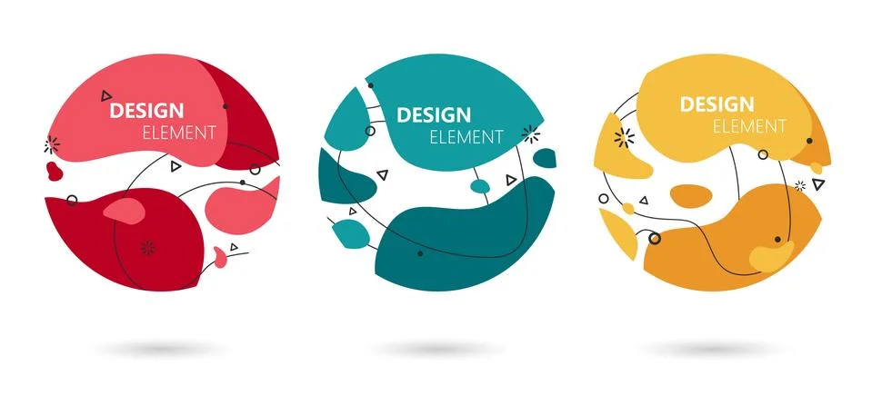 Abstract modern graphic elements set. Graphic design colorful trend with rounded Stock Illustration