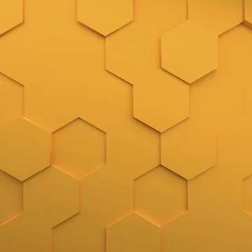 Abstract modern honeycomb background in yellow, 3d rendering Ilustração Stock