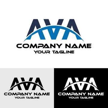 Abstract Modern Initial AVA Letter with Swoosh Vector Logo Design Template Stock Illustration