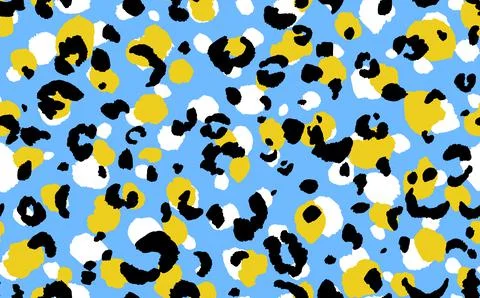 Abstract modern leopard seamless pattern. Animals trendy background. Blue and Stock Illustration