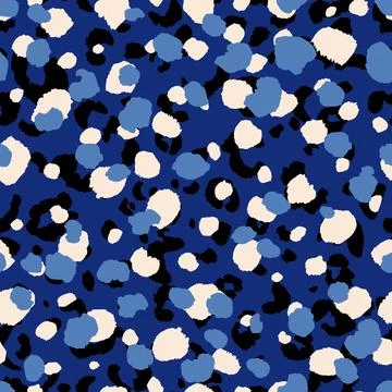 Abstract modern leopard seamless pattern. Animals trendy background. Blue and Stock Illustration