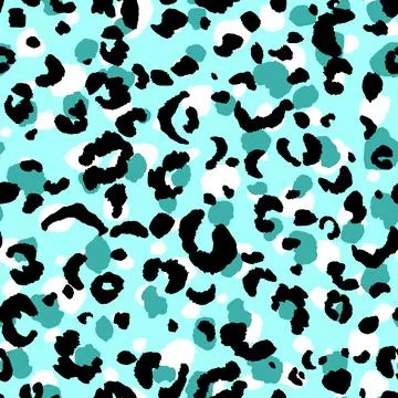 Abstract modern leopard seamless pattern. Animals trendy background. Blue and Stock Illustration