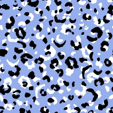 Abstract modern leopard seamless pattern. Animals trendy background. Blue and Stock Illustration