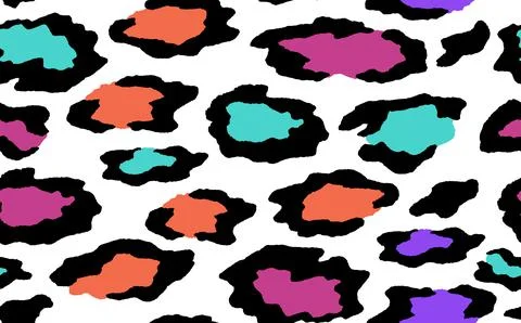 Abstract modern leopard seamless pattern. Animals trendy background. Rainbow and Stock Illustration