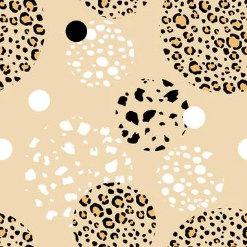 Abstract modern leopard seamless pattern with circles. Animals trendy background Stock Illustration