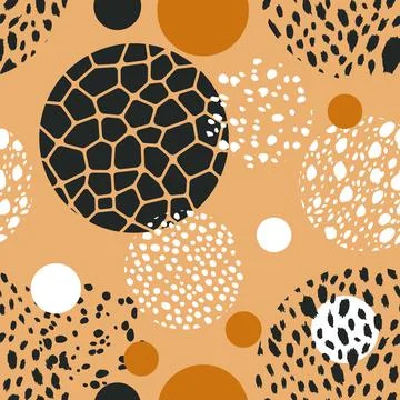 Abstract modern leopard seamless pattern with circles. Animals trendy background Stock Illustration