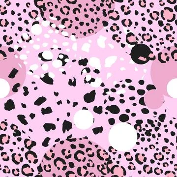 Abstract modern leopard seamless pattern with circles. Animals trendy background Stock Illustration