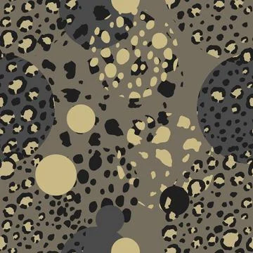 Abstract modern leopard seamless pattern with circles. Animals trendy background Stock Illustration