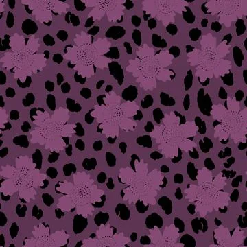 Abstract modern leopard seamless pattern with flowers. Animals trendy background Illustrazione stock