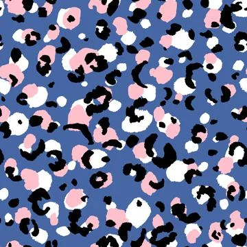 Abstract modern leopard seamless pattern. Animals trendy background. Blue and Stock Illustration