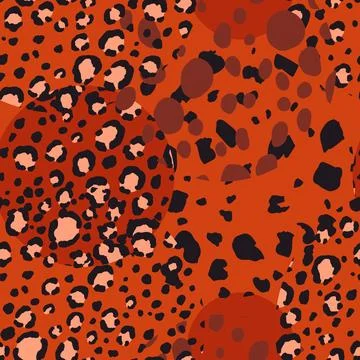 Abstract modern leopard seamless pattern with circles. Animals trendy background Stock Illustration