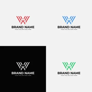 Abstract modern line art initial w letter logo design vector template. Profes Stock Illustration