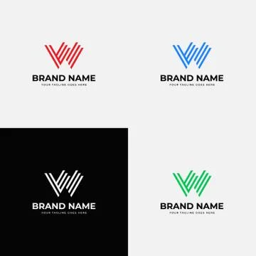 Abstract modern line art initial w letter logo design vector template. Profes Stock Illustration
