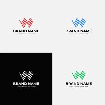 Abstract modern line art initial w letter logo design vector template. Profes Stock Illustration