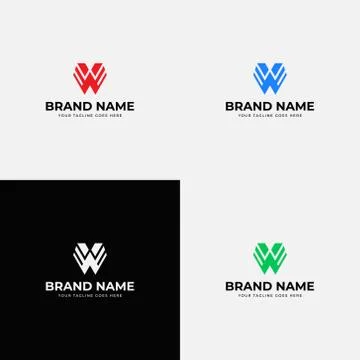 Abstract modern line art initial w letter logo design vector template. Profes Stock Illustration