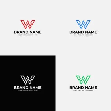 Abstract modern line art initial w letter logo design vector template. Profes Stock Illustration