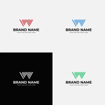 Abstract modern line art initial w letter logo design vector template. Profes Stock Illustration