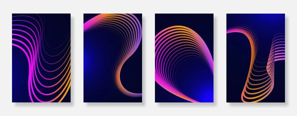 Abstract modern line wave gradient poster background set Stockillustratie