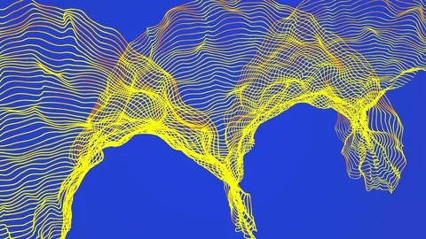 Abstract modern lines background motion background loop yellow blue Stock Footage 72606997