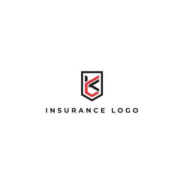 Abstract Modern logo template or icon letter KL or LK in black red color Stock Illustration