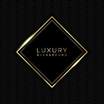 Abstract modern luxury black cube with golden shiny border waves background Stock-Illustration