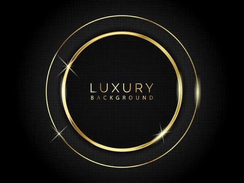 Abstract modern luxury dark rounded layer with golden border and dotted back Illustrazione stock