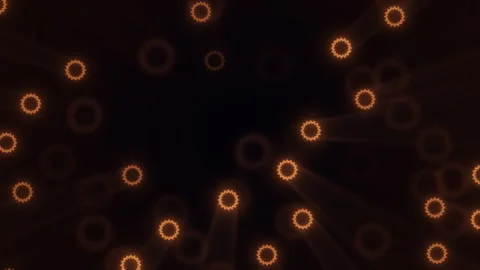 Abstract modern magical background of glowing rotating orange figures and ray Stock Footage 260733769