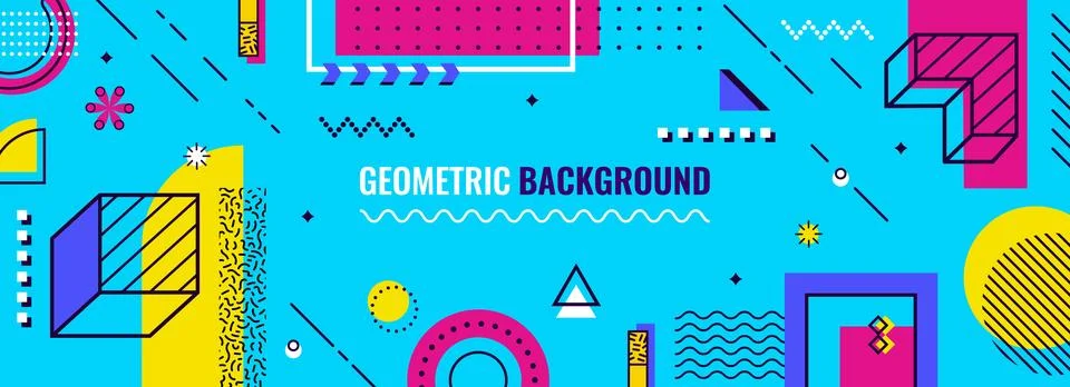Abstract modern Memphis geometric art background Stock Illustration
