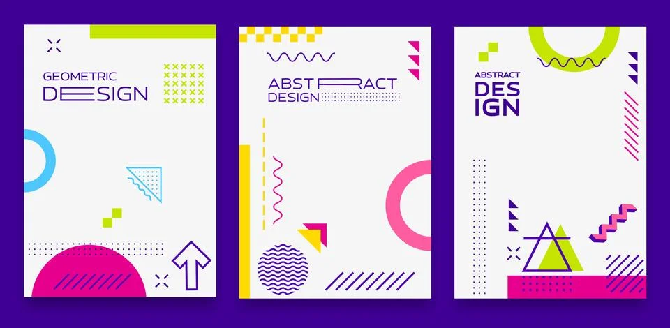 Abstract modern Memphis geometric pattern posters イラスト素材