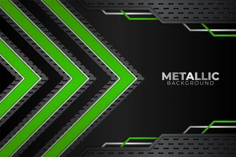 Abstract Modern Metallic Technology Grey and Green Background Stock Illustration