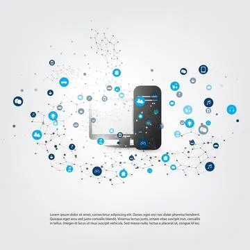 Abstract Modern Minimal Style Cloud Computing, Networks, IoT, Mobility and .. イラスト素材