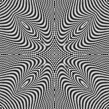 Abstract modern optical illusion style seamless pattern. Vector black and white Stock Illustration