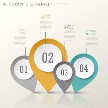 Abstract modern paper location mark infographic elements Stock Illustration