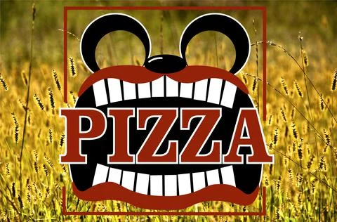 Abstract modern pizza logo for packaging or menu against the background of Stock Illustration
