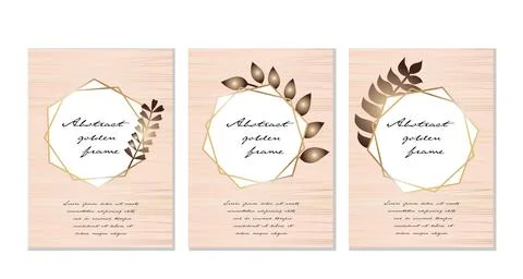 Abstract modern poster template for flyer, greeting card with gold frame Stock Illustration