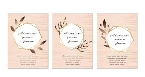 Abstract modern poster template for flyer, greeting card with gold frame Stock Illustration