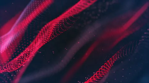 Abstract modern red wave flow grid and dots plexus background Stock Footage 133567339