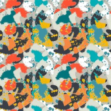Abstract modern seamless pattern with grunge sots and chaotic shapes Stock Illustration