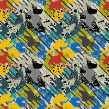 Abstract modern seamless pattern with grunge sots and chaotic shapes Stock Illustration