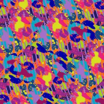 Abstract modern seamless pattern with grunge sots and chaotic shapes Stock Illustration