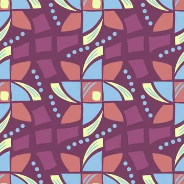 Abstract Modern Shape Pattern With Blue, Lemon And Cerise Pink Stock Illustration