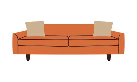 Abstract modern sofa. Comfortable couch, doodle mid century contemporary Stock Illustration