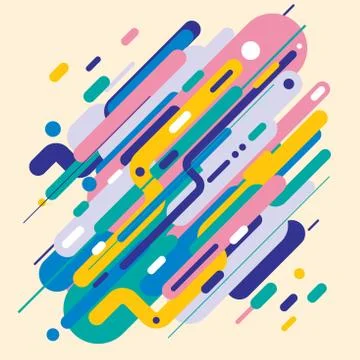 Abstract modern style with composition made of various rounded shapes in colo Stock Illustration