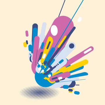 Abstract modern style with composition made of various rounded shapes in colo Stock Illustration