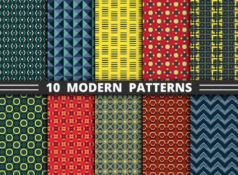 Abstract modern style pattern of geometric colorful set background. Stock Illustration