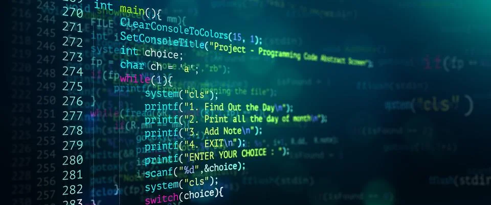 Abstract Modern tech of Programming code screen developer. Illustration