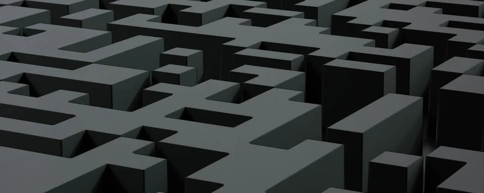 Abstract modern technology background rendering 3d illustration cubic mesh maze Stock Illustration
