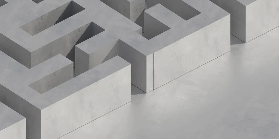 Abstract modern technology background rendering 3d illustration cubic mesh maze Stock Illustration