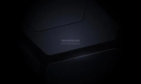 Abstract modern technology black background with geometric 3D shapes. Stock Illustration